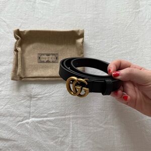 Gucci GG Marmont Thin Belt black leather❤️